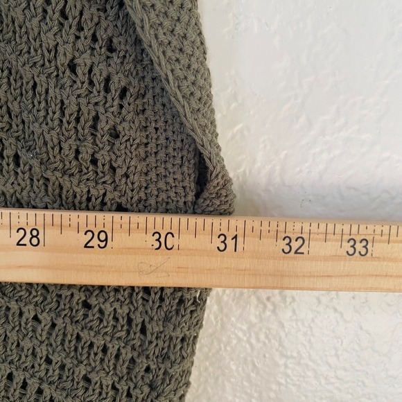 Max Studio London Olive Green Open Knit Poncho Cardigan Sweater Size 2X - Picture 9 of 10